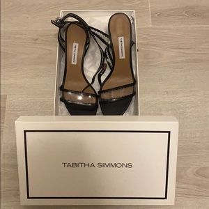 NEW Tabitha Simmons Black PVC strappy heel